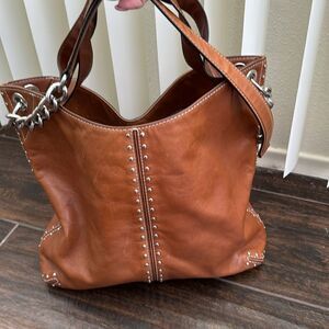 👜 Michael Kors Astor Large Hobo – Cognac Glazed Leather Studded Bag